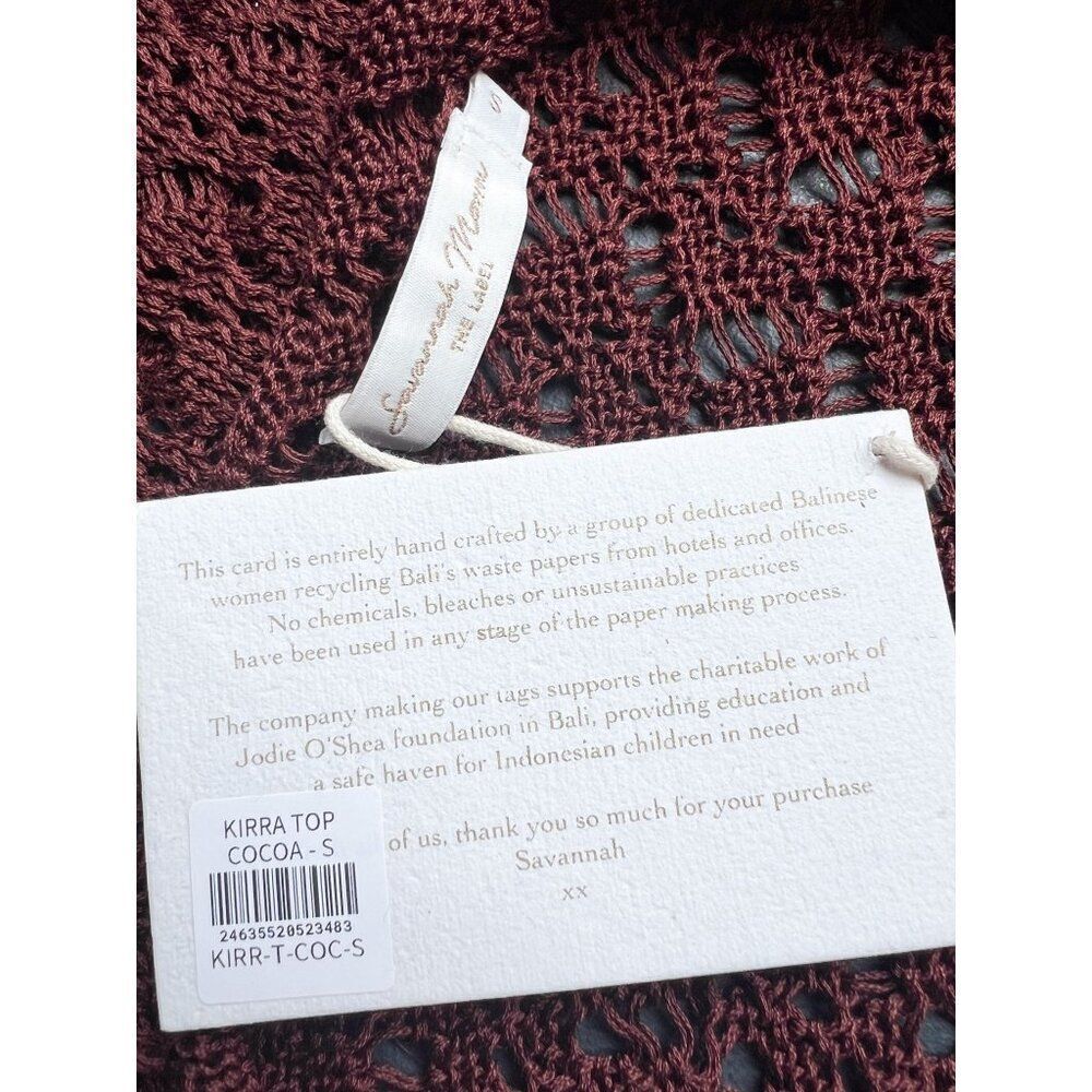 NWOT Savannah Morrow Kirra Top Crochet Halter in Cocoa Brown Small - Picture 9 of 10